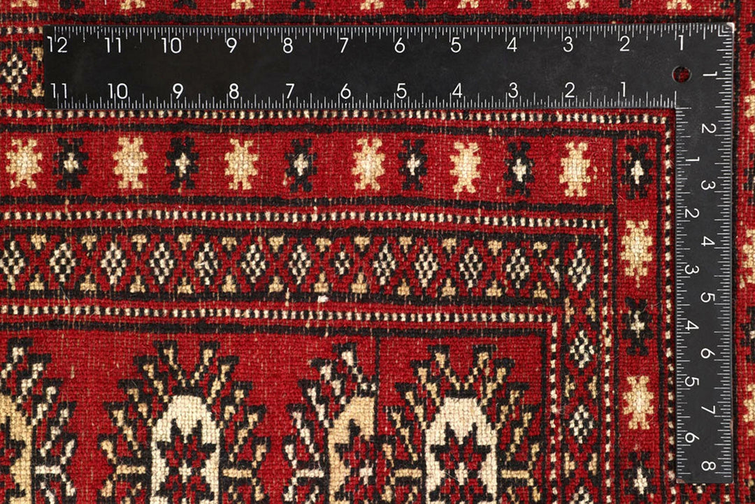 Red Pakistani Bokhara Rug 8' 10" x 12' 11" Hand-Knotted | No. QA28223