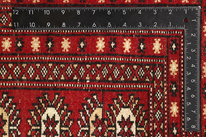 Red Pakistani Bokhara Rug 8' 10" x 12' 11" Hand-Knotted | No. QA28223