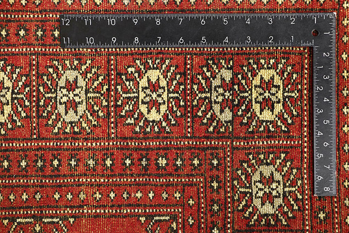 Red Pakistani Bokhara Rug 5' 7" x 8' 11" Hand-Knotted | No. QA28279
