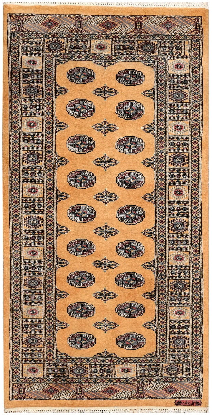Yellow Pakistani Bokhara Rug 3'2" x 6'1" Hand-Knotted | No. QA28305
