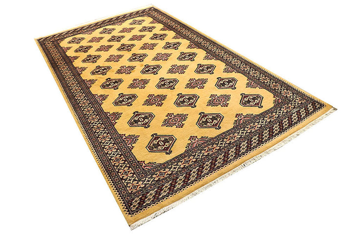Yellow Pakistani Jaldar Rug 5' 1" x 8' 10" Hand-Knotted | No. QA28330