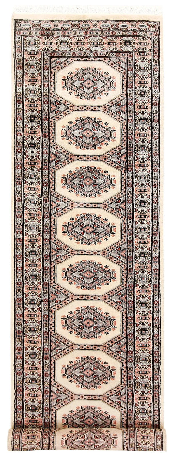 White Pakistani Jaldar Rug 2' 4" x 9' 1" Hand-Knotted | No. QA28419