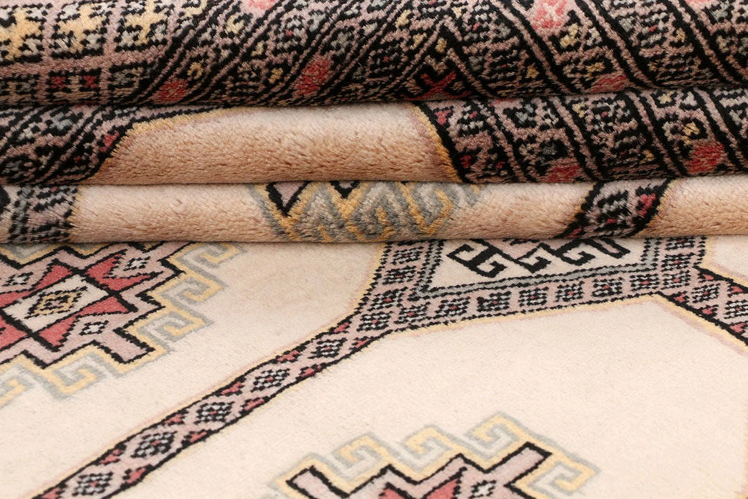 Bisque Pakistani Jaldar Rug 6' 7" x 10' 3" Hand-Knotted | No. QA28437