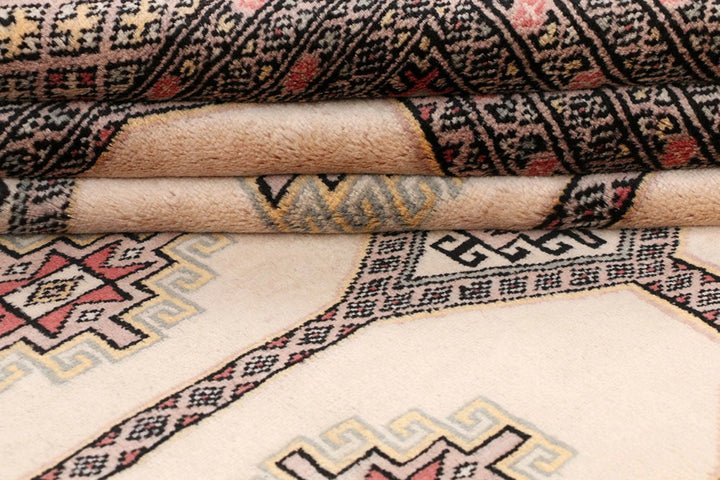 Bisque Pakistani Jaldar Rug 6' 7" x 10' 3" Hand-Knotted | No. QA28437