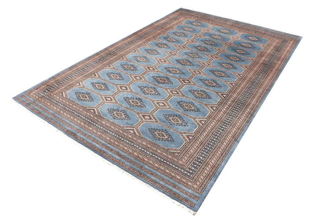 Light Slate Grey Pakistani Jaldar Rug 6' 7" x 10' 2" Hand-Knotted | No. QA28540