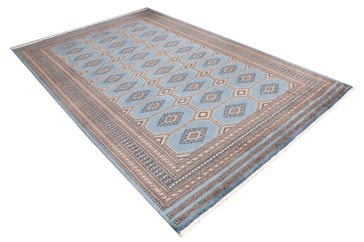 Light Slate Grey Pakistani Jaldar Rug 6' 7" x 10' 2" Hand-Knotted | No. QA28540