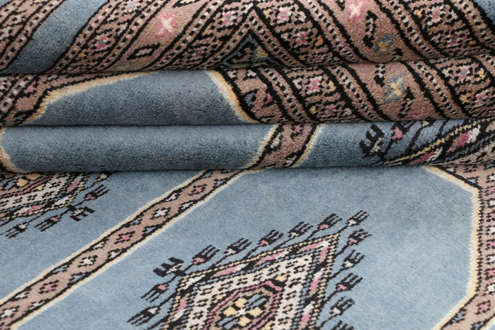 Light Slate Grey Pakistani Jaldar Rug 6' 7" x 10' 2" Hand-Knotted | No. QA28540