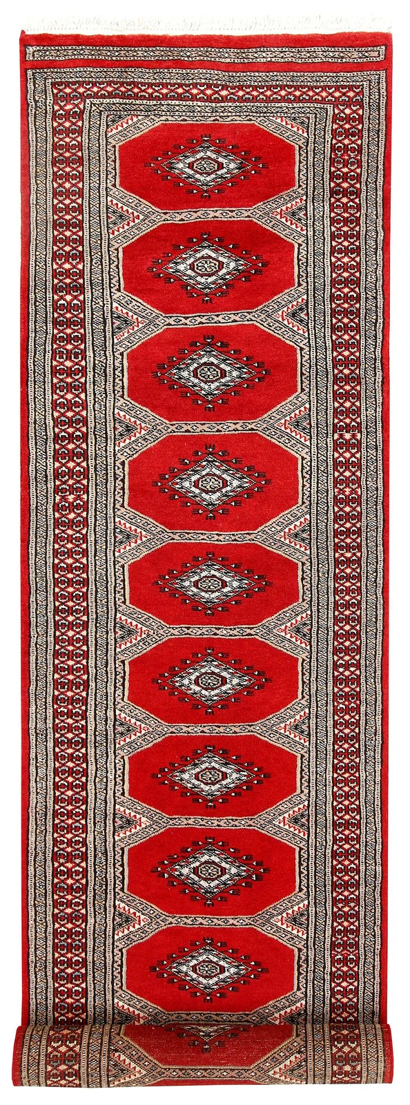 Red Pakistani Jaldar Rug 2' 4" x 9' 2" Hand-Knotted | No. QA28643