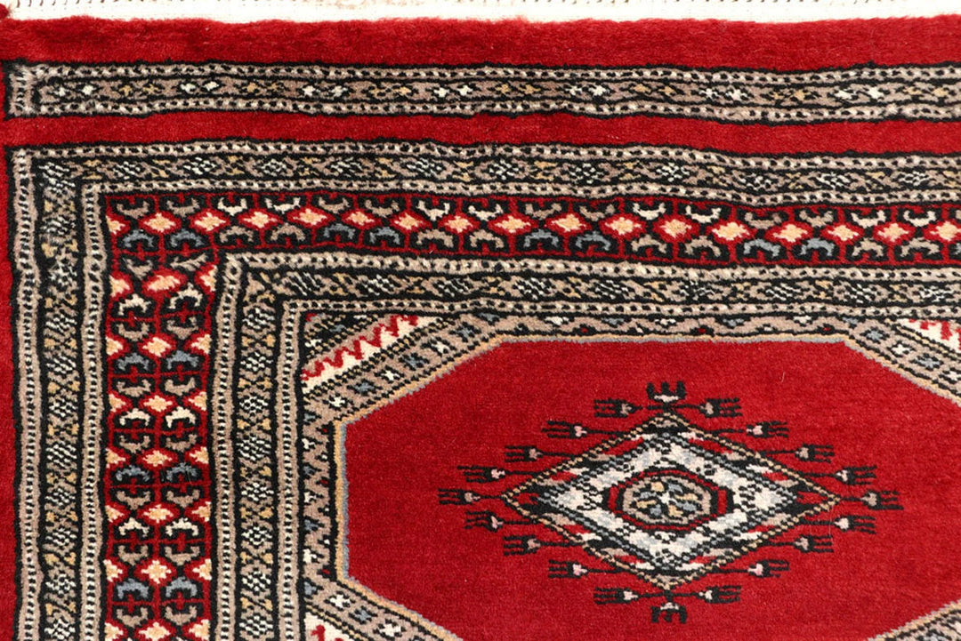 Red Pakistani Jaldar Rug 2' 4" x 9' 2" Hand-Knotted | No. QA28643