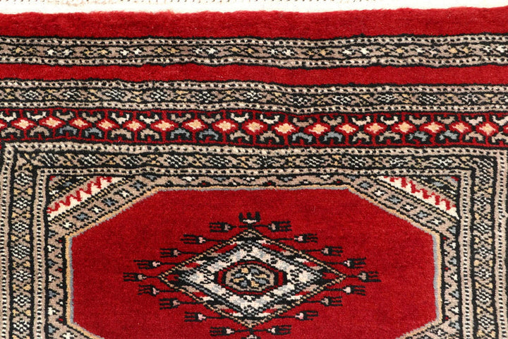 Red Pakistani Jaldar Rug 2' 4" x 9' 2" Hand-Knotted | No. QA28643