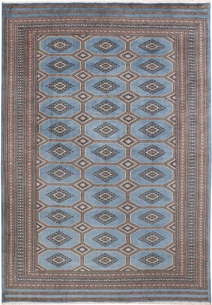 Grey Pakistani Jaldar Rug 6' 8" x 9' 8" Hand-Knotted | No. QA28699