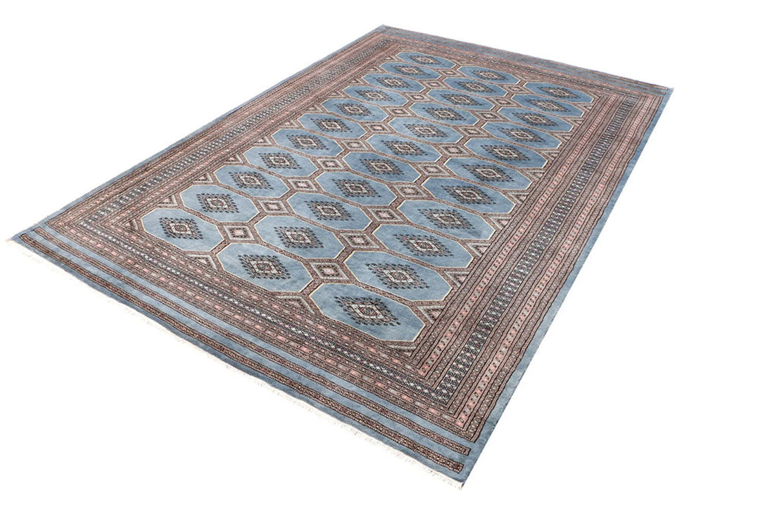 Grey Pakistani Jaldar Rug 6' 8" x 9' 8" Hand-Knotted | No. QA28699