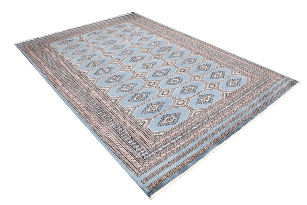 Grey Pakistani Jaldar Rug 6' 8" x 9' 8" Hand-Knotted | No. QA28699