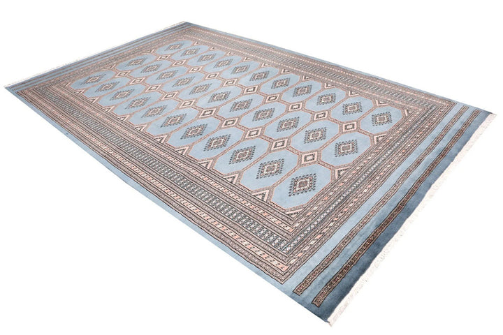 Light Slate Grey Pakistani Jaldar Rug 6' 7" x 10' 5" Hand-Knotted | No. QA28823