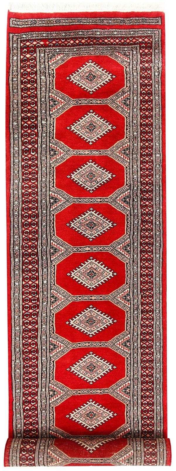Red Pakistani Jaldar Rug 2' 3" x 9' 10" Hand-Knotted | No. QA28928