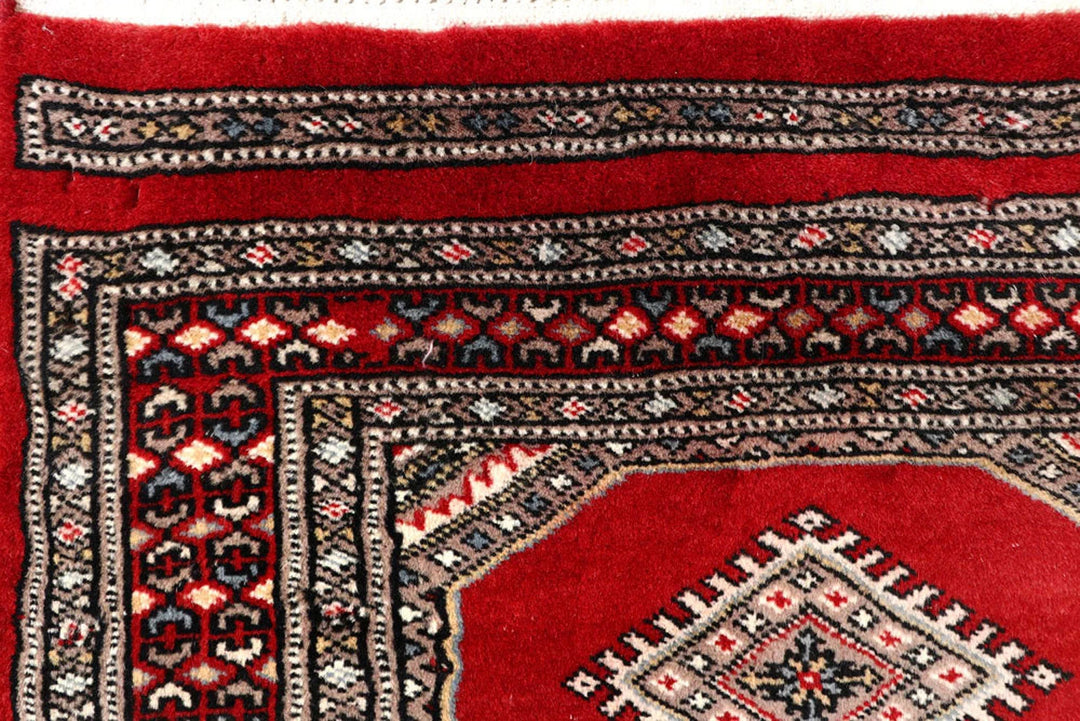 Red Pakistani Jaldar Rug 2' 3" x 9' 10" Hand-Knotted | No. QA28928