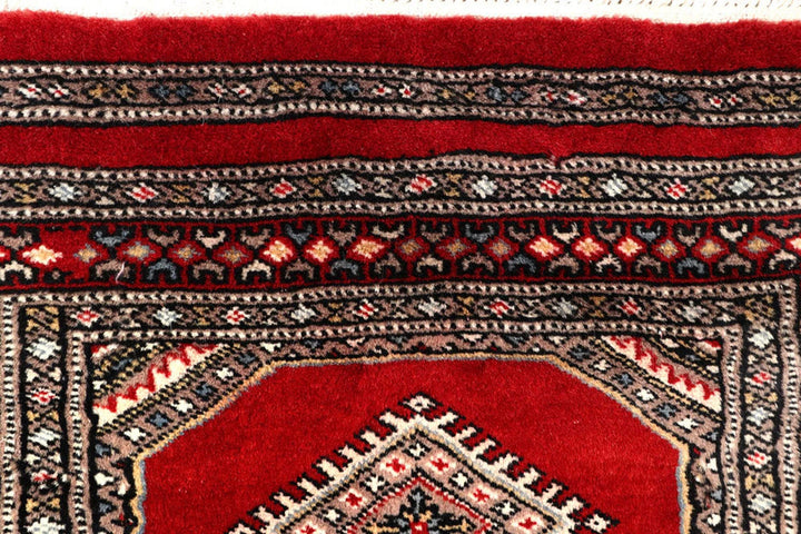 Red Pakistani Jaldar Rug 2' 3" x 9' 10" Hand-Knotted | No. QA28928