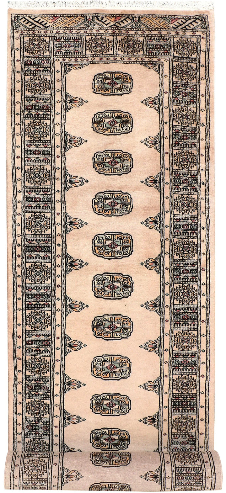Brown Pakistani Bokhara Rug 2' 6" x 10' Hand-Knotted | No. QA29036