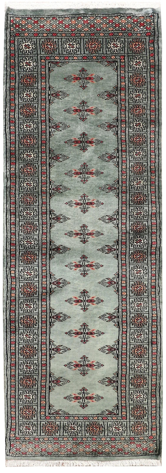 Dark Olive Green Pakistani Butterfly Rug 2' 1" x 6' Hand-Knotted | No. QA29097