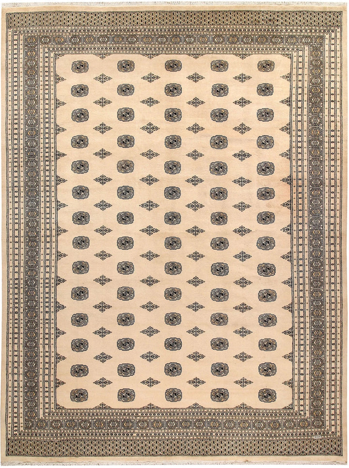 Brown Pakistani Bokhara Rug 10' 1" x 13' 6" Hand-Knotted | No. QA29164