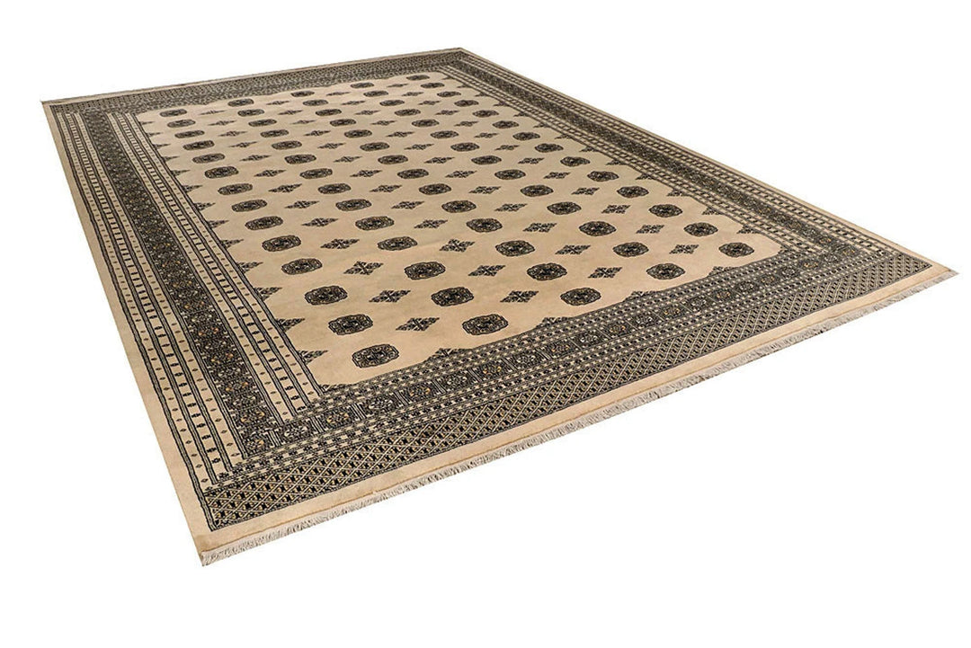 Brown Pakistani Bokhara Rug 10' 1" x 13' 6" Hand-Knotted | No. QA29164