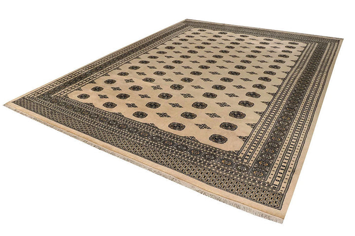 Brown Pakistani Bokhara Rug 10' 1" x 13' 6" Hand-Knotted | No. QA29164