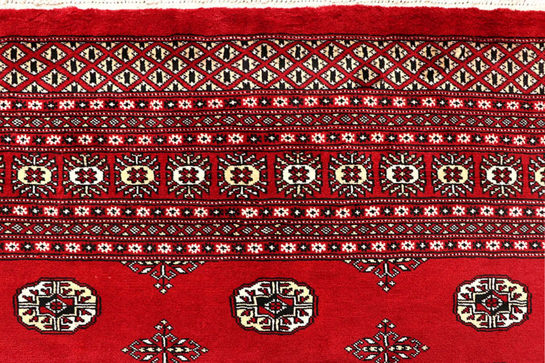 Red Pakistani Bokhara Rug 9' 1" x 12' 2" Hand-Knotted | No. QA29323