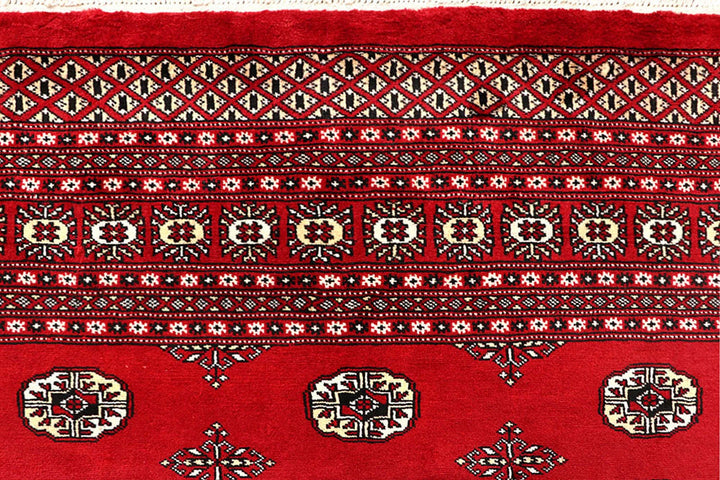 Red Pakistani Bokhara Rug 9' 1" x 12' 2" Hand-Knotted | No. QA29323