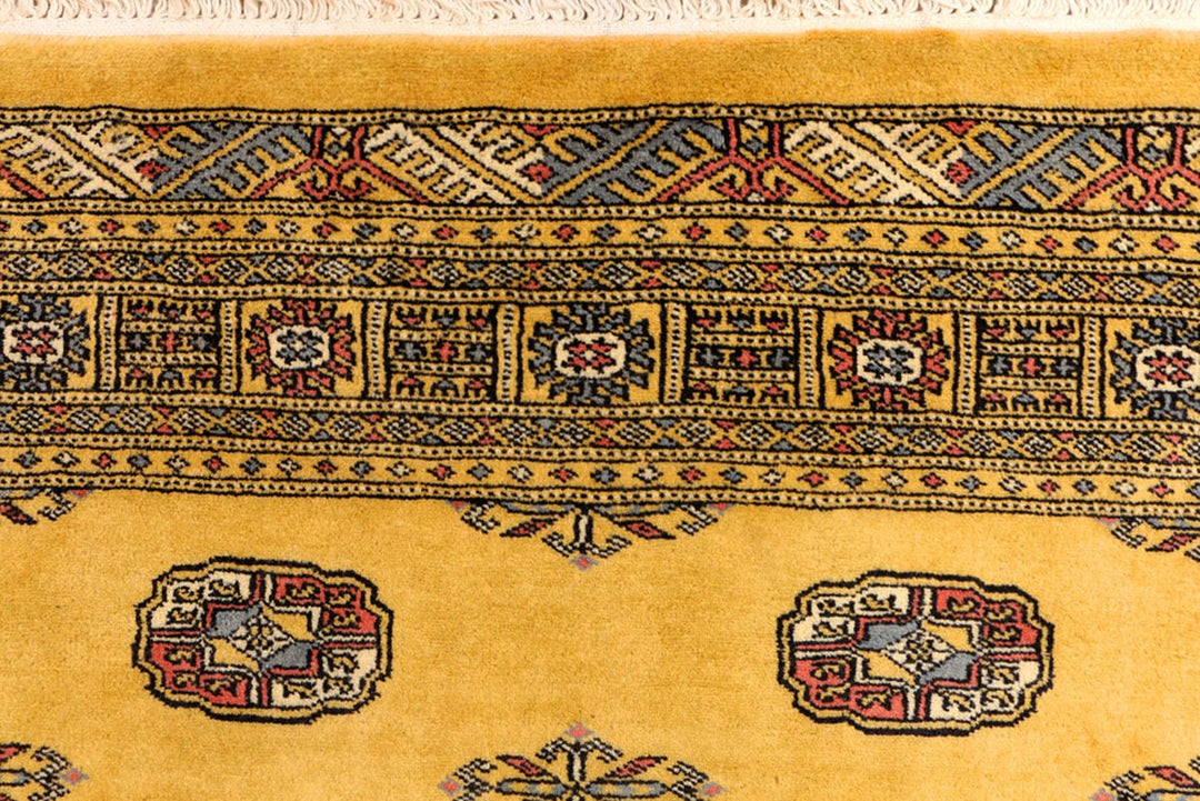 Gold Pakistani Bokhara Rug 4' x 5'9" Hand-Knotted | No. QA29325