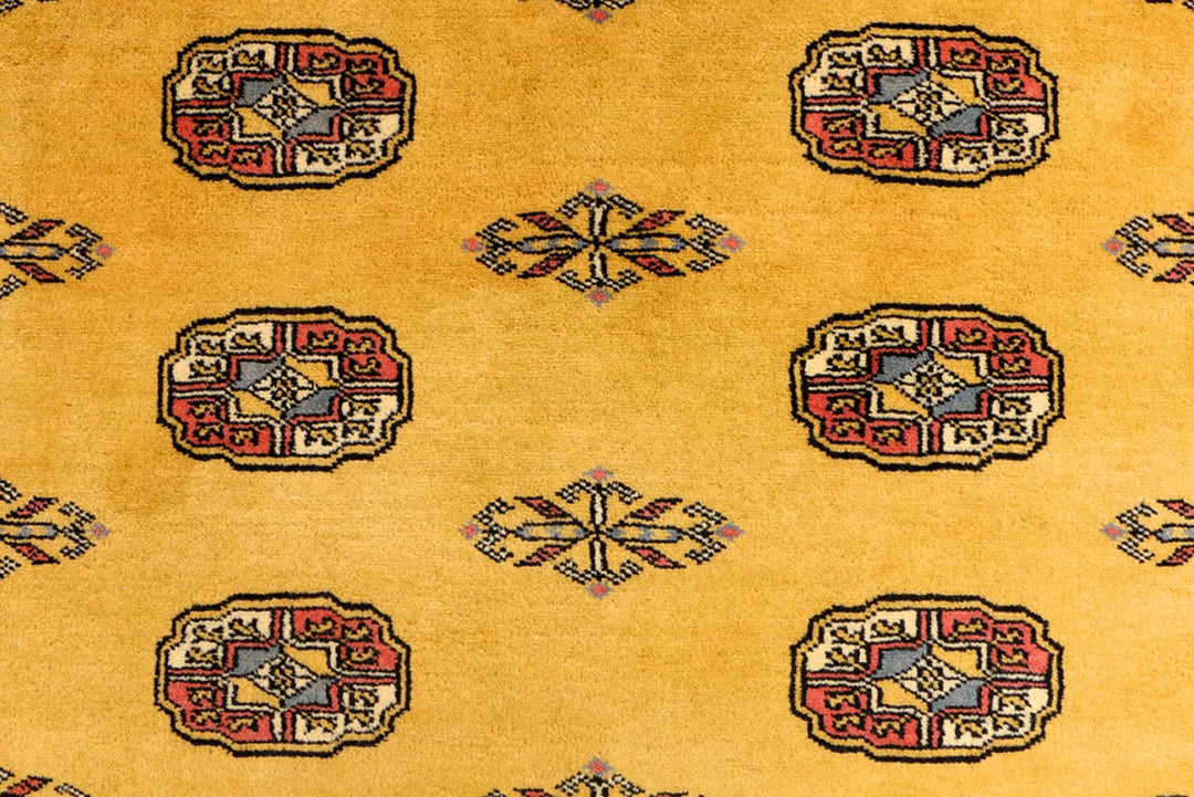 Gold Pakistani Bokhara Rug 4' x 5'9" Hand-Knotted | No. QA29325