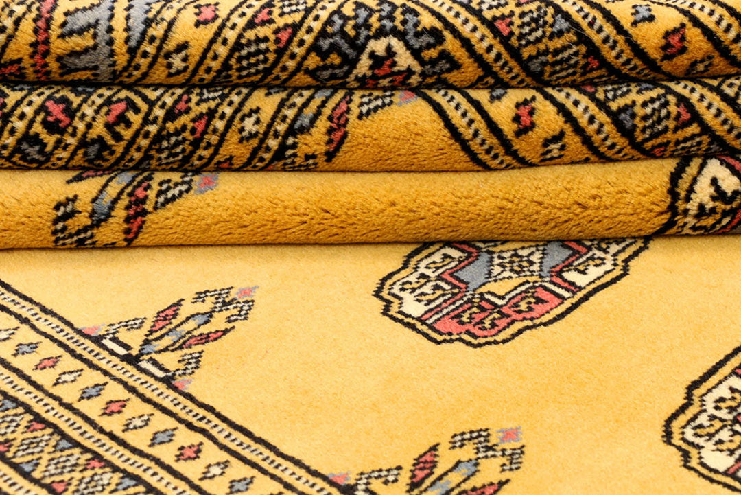 Gold Pakistani Bokhara Rug 4' x 5'9" Hand-Knotted | No. QA29325