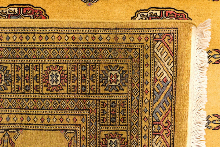 Gold Pakistani Bokhara Rug 4' x 5'9" Hand-Knotted | No. QA29325