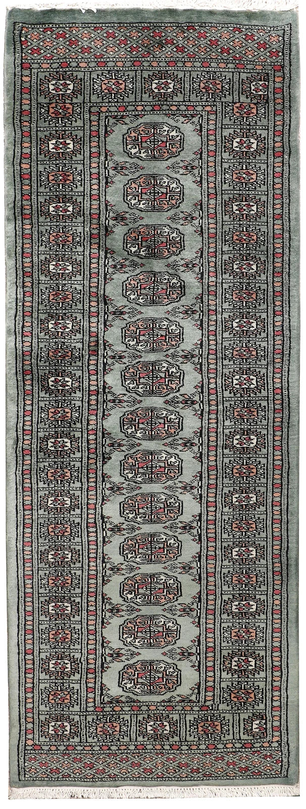Cadet Blue Pakistani Bokhara Rug 2' 2" x 5' 9" Hand-Knotted | No. QA29339