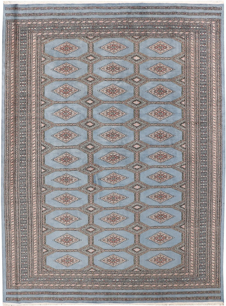 Light Slate Grey Pakistani Jaldar Rug 7' 1" x 9' 7" Hand-Knotted | No. QA29357