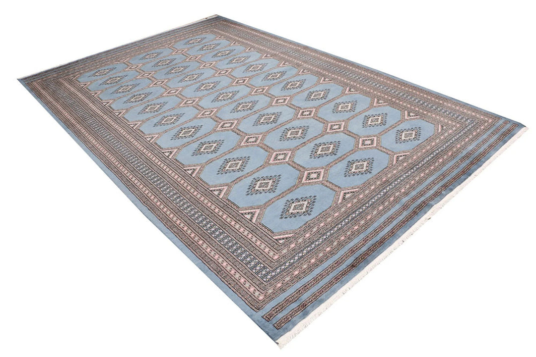 Light Slate Grey Pakistani Jaldar Rug 6' 8" x 10' Hand-Knotted | No. QA29368
