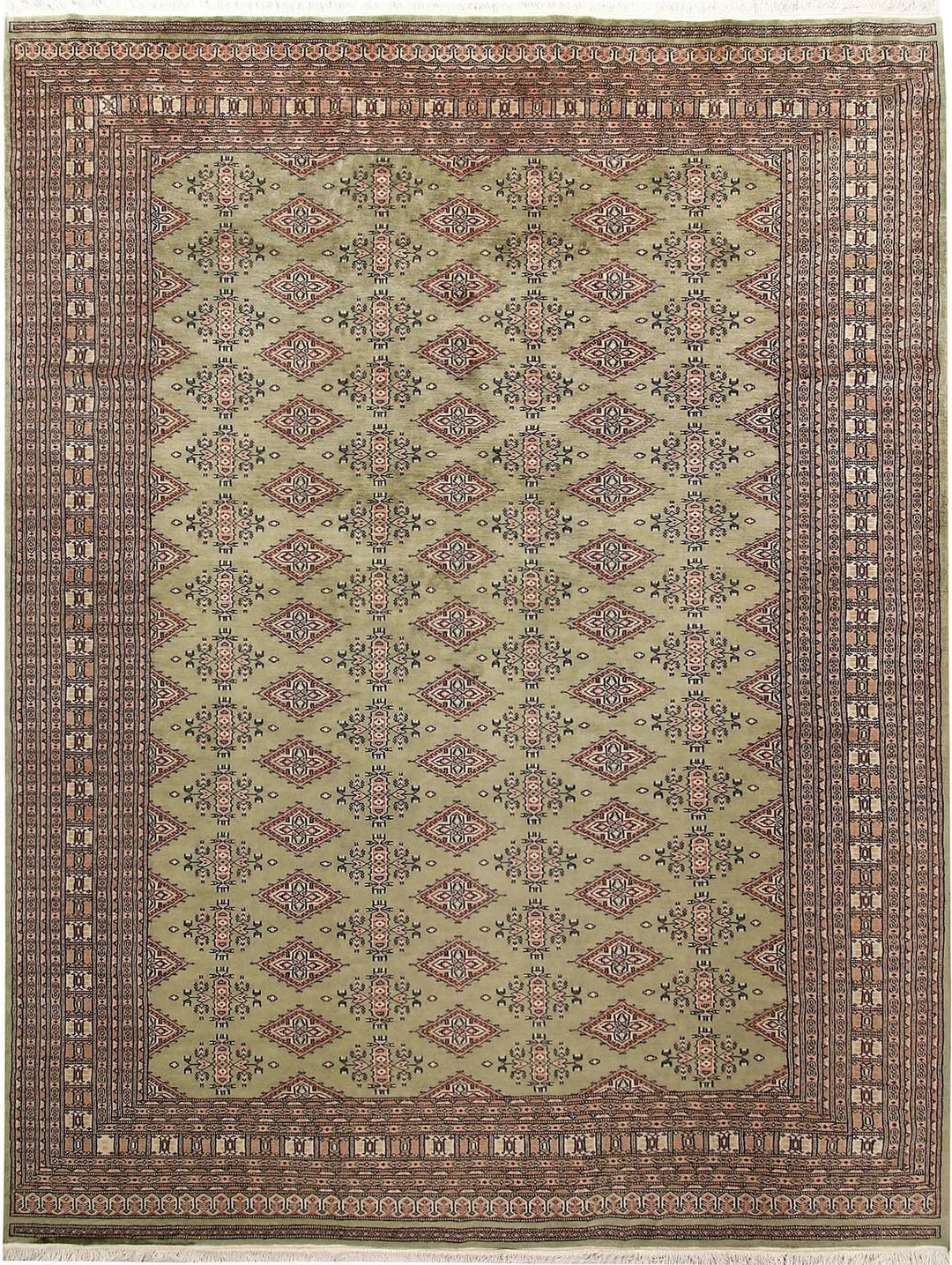 Yellow Pakistani Jaldar Rug 8' 2" x 10' 10" Hand-Knotted | No. QA29369
