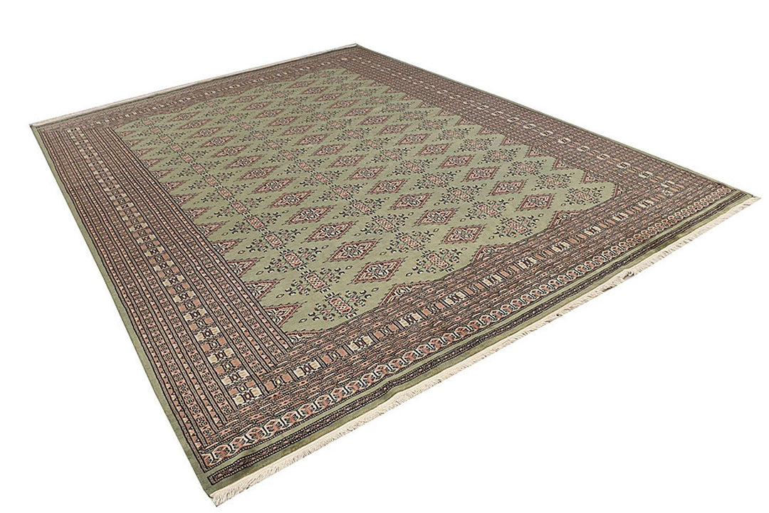 Yellow Pakistani Jaldar Rug 8' 2" x 10' 10" Hand-Knotted | No. QA29369