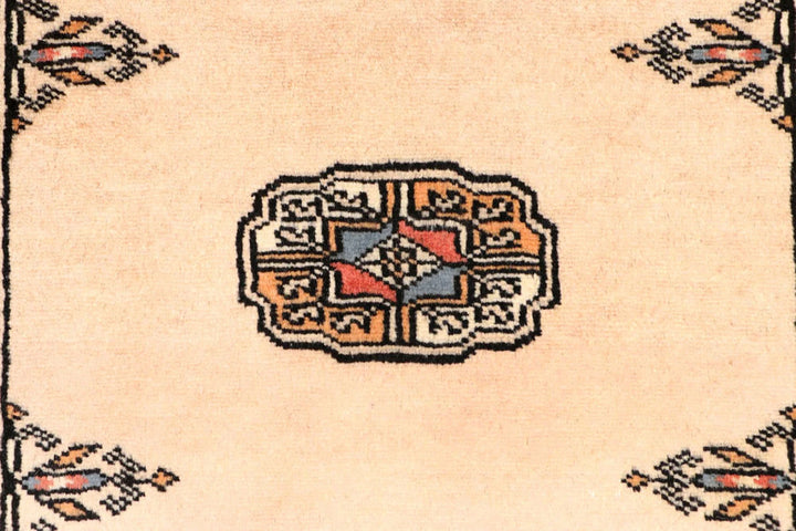 Ivory Pakistani Bokhara Rug 2'7" x 10'2" Hand-Knotted | No. QA29629