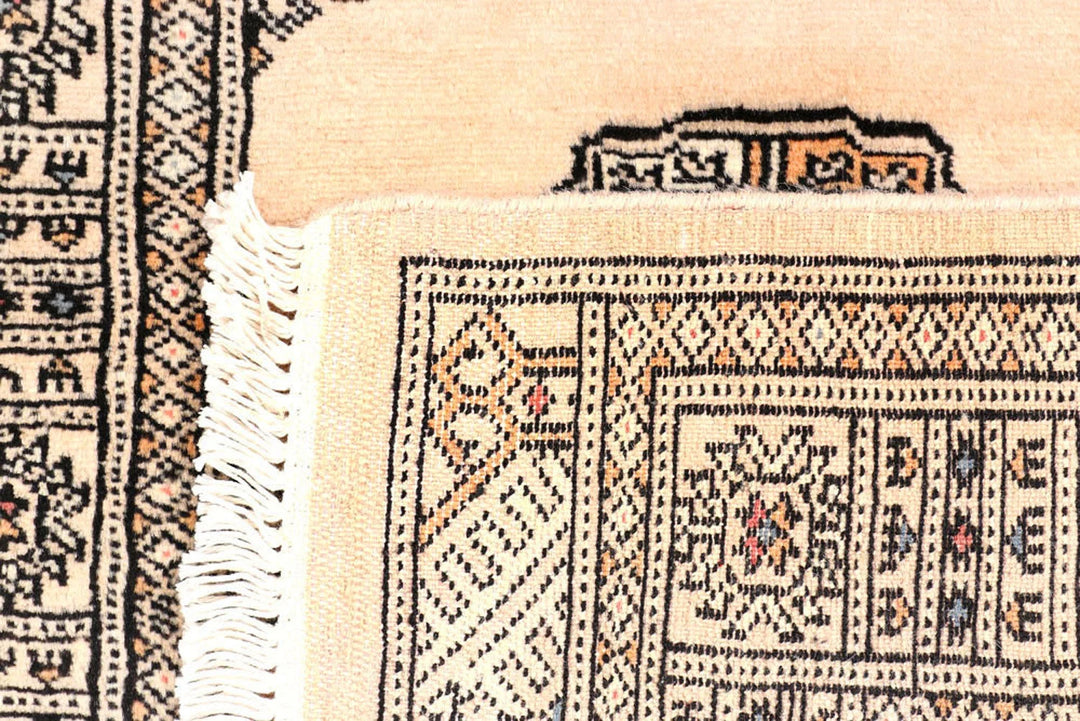 Ivory Pakistani Bokhara Rug 2'7" x 10'2" Hand-Knotted | No. QA29629