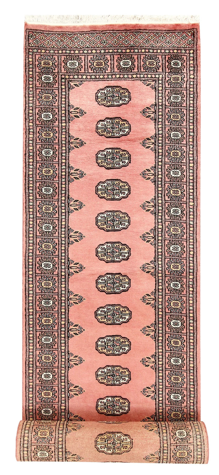 Salmon Pakistani Bokhara Rug 2' 7" x 13' 7" Hand-Knotted | No. QA29687