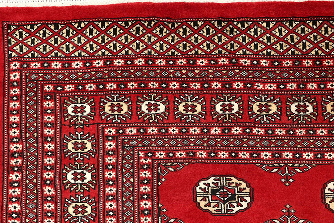 Red Bokhara Rug 8' 11" x 12' Hand-Knotted | No. QA29694