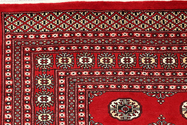 Red Bokhara Rug 8' 11" x 12' Hand-Knotted | No. QA29694