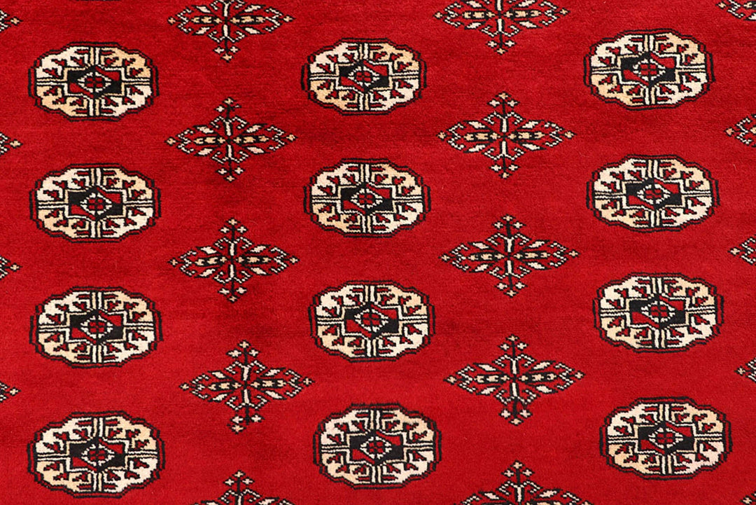 Red Bokhara Rug 8' 11" x 12' Hand-Knotted | No. QA29694