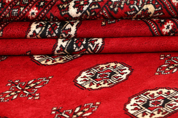Red Bokhara Rug 8' 11" x 12' Hand-Knotted | No. QA29694
