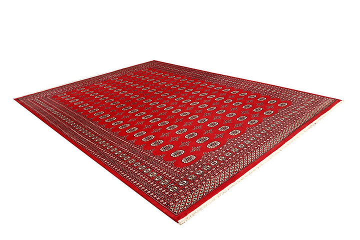 Red Bokhara Rug 8' 11" x 12' Hand-Knotted | No. QA29694