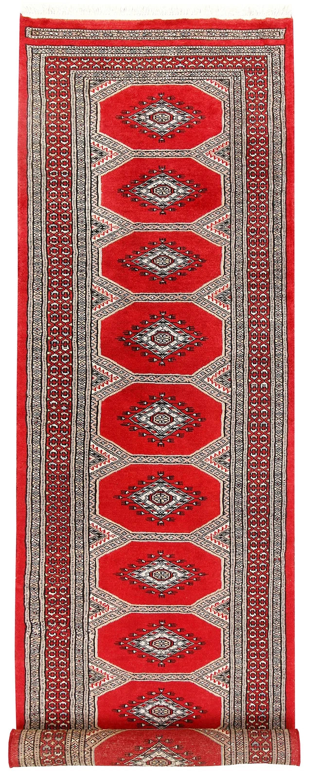 Red Pakistani Jaldar Rug 2' 4" x 8' 10" Hand-Knotted | No. QA29754