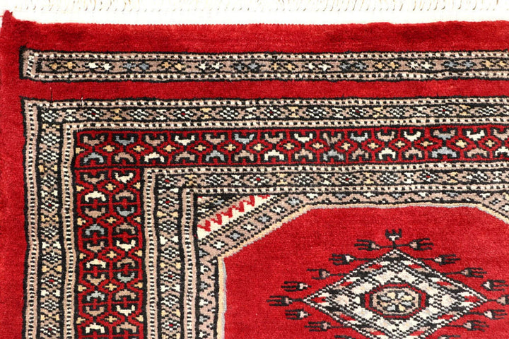 Red Pakistani Jaldar Rug 2' 4" x 8' 10" Hand-Knotted | No. QA29754