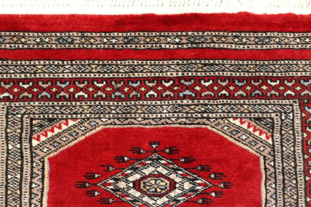 Red Pakistani Jaldar Rug 2' 4" x 8' 10" Hand-Knotted | No. QA29754
