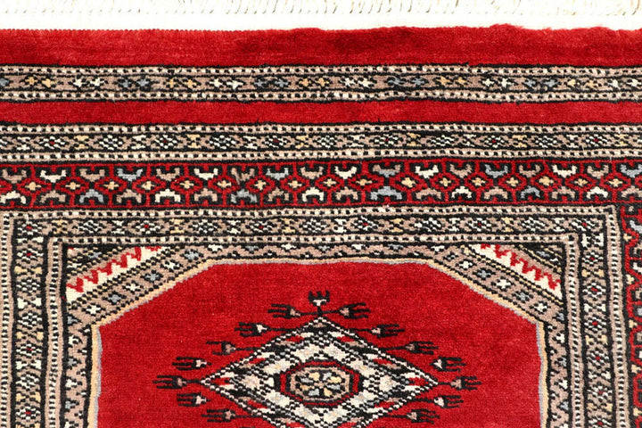 Red Pakistani Jaldar Rug 2' 4" x 8' 10" Hand-Knotted | No. QA29754