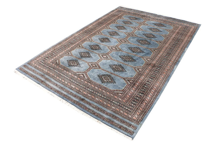 Light Slate Grey Pakistani Jaldar Rug 5' 5" x 8' Hand-Knotted | No. QA29811